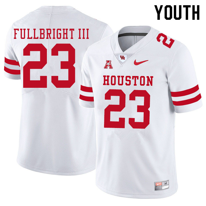 Youth #23 James Fullbright III Houston Cougars College Football Jerseys Sale-White - Click Image to Close